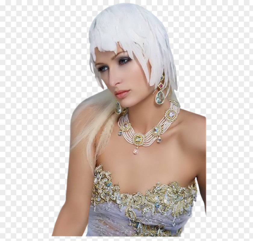 Female Photographer Blond Headpiece Long Hair Wig PNG