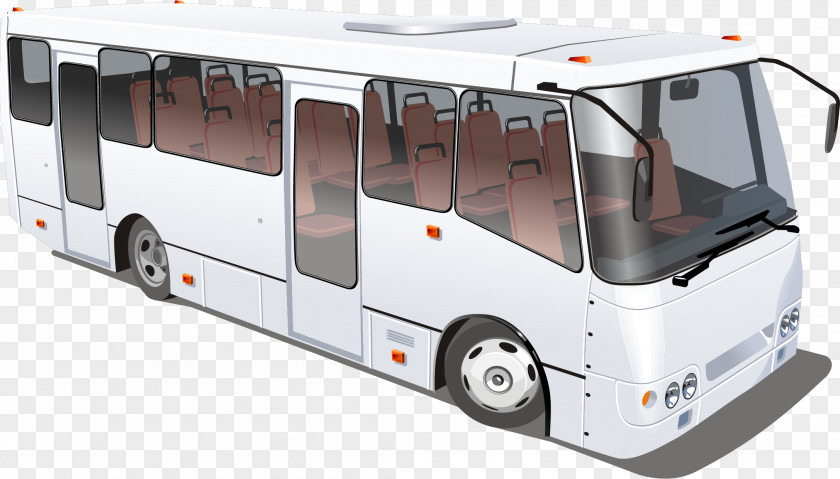 Vector Hand-painted Buses Minibus Coach Illustration PNG