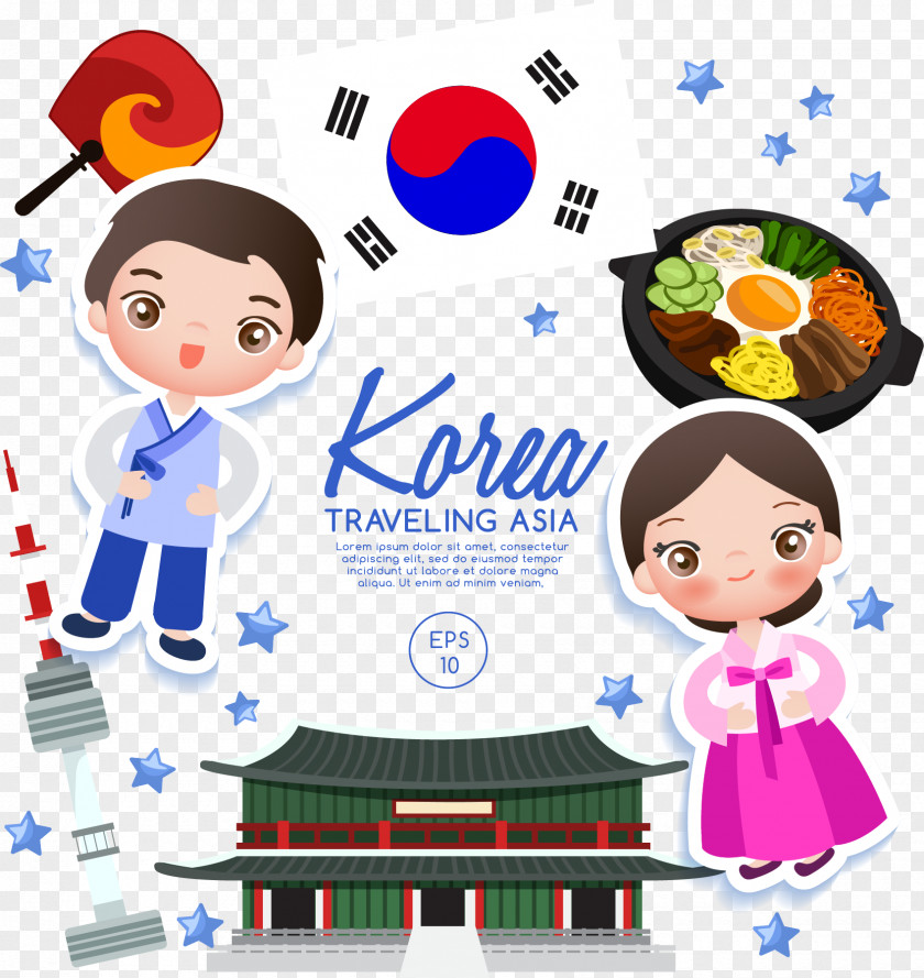 Korean Flag Male And Female Of South Korea Euclidean Vector Cartoon PNG