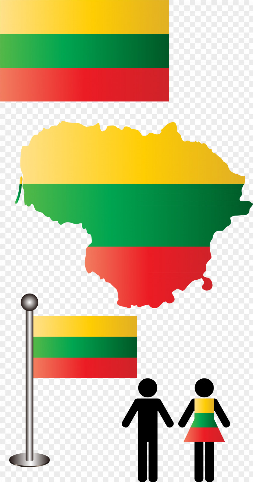 Lithuania Flag Element Vector Map Of PNG