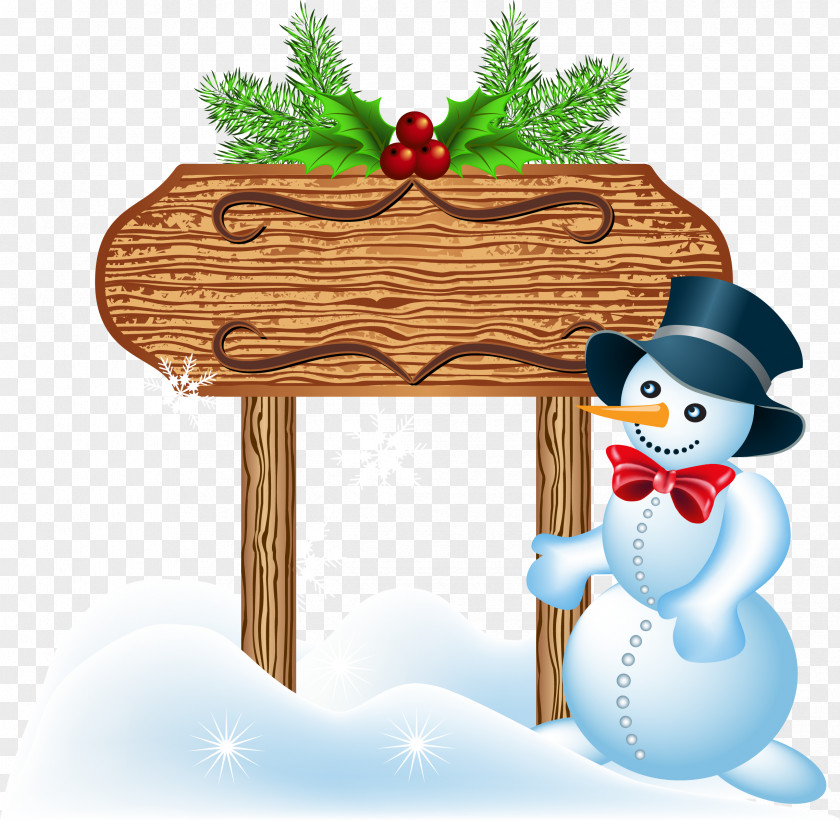 Christmas Billboard Snowman Letrero Illustration PNG