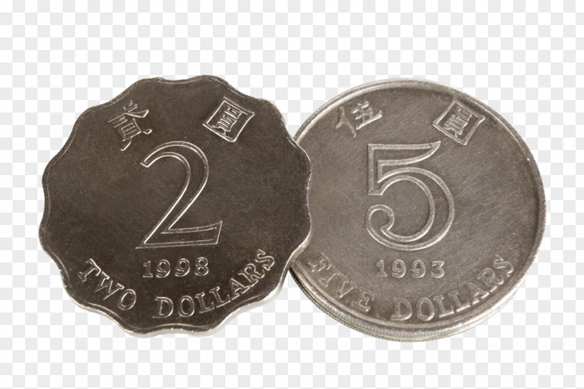 2 Hong Kong Dollars And Five Coins Of The Dollar Real Rendering PNG
