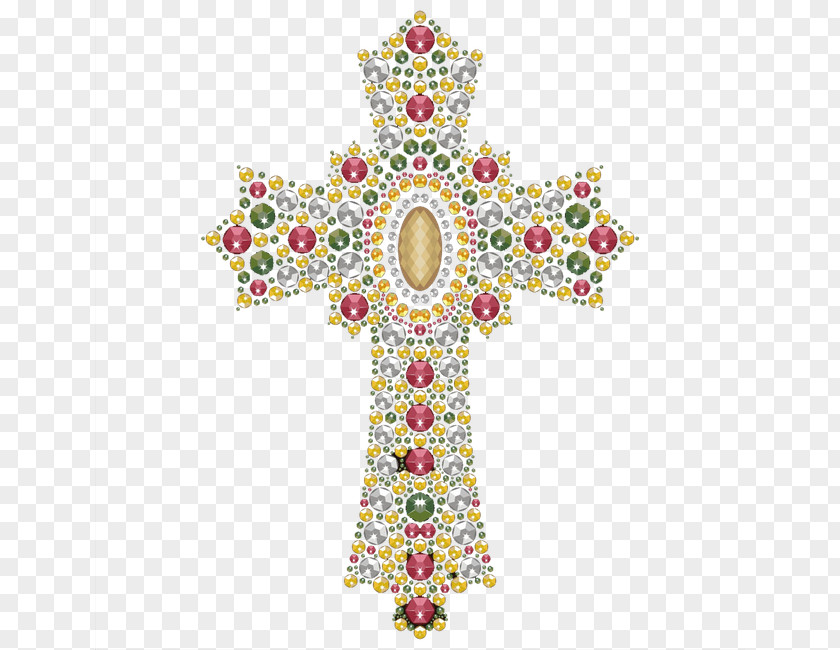 Colored Diamonds Diamond Head Cross Gemstone PNG