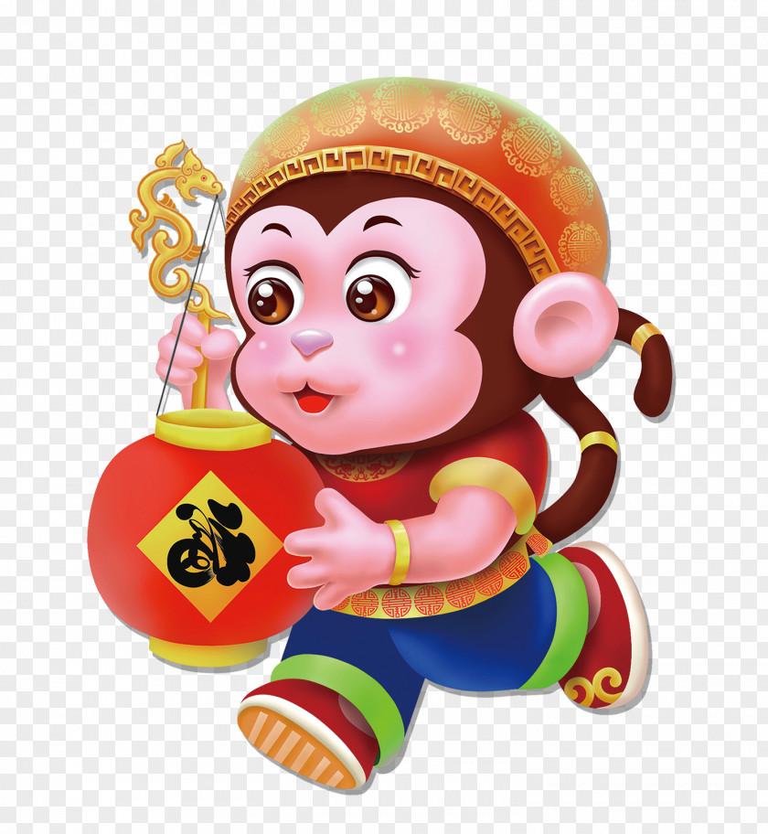 Monkey Pattern Chinese New Year Clip Art PNG