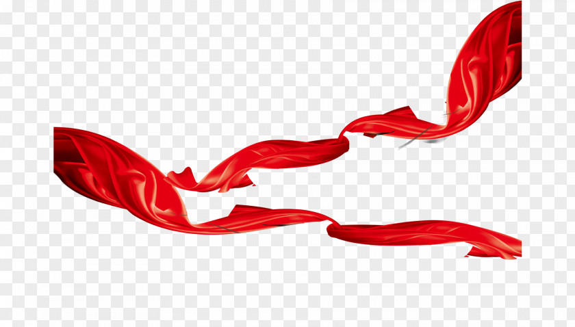 Beautiful Delicate Red Ribbon Streamers PNG