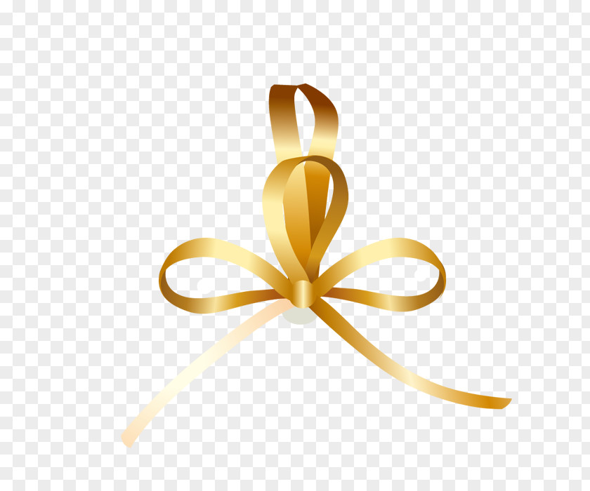 Golden Butterfly With Ribbon Knot PNG