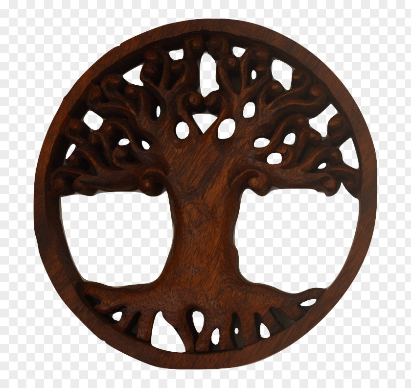 Windchime Tree Of Life Wood Carving Cat PNG