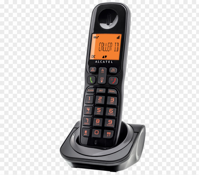 Black Phone Feature Cordless Telephone Alcatel Mobile ATLINKS Sigma 260 PNG