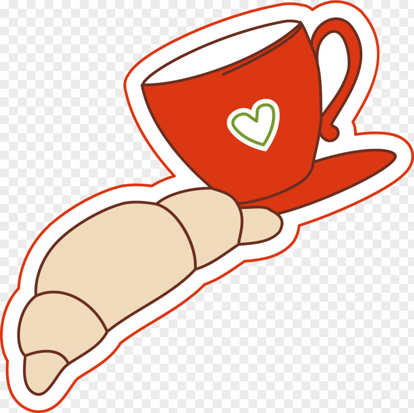 Coffee Cartoon Cup Croissant Breakfast Clip Art Illustration PNG