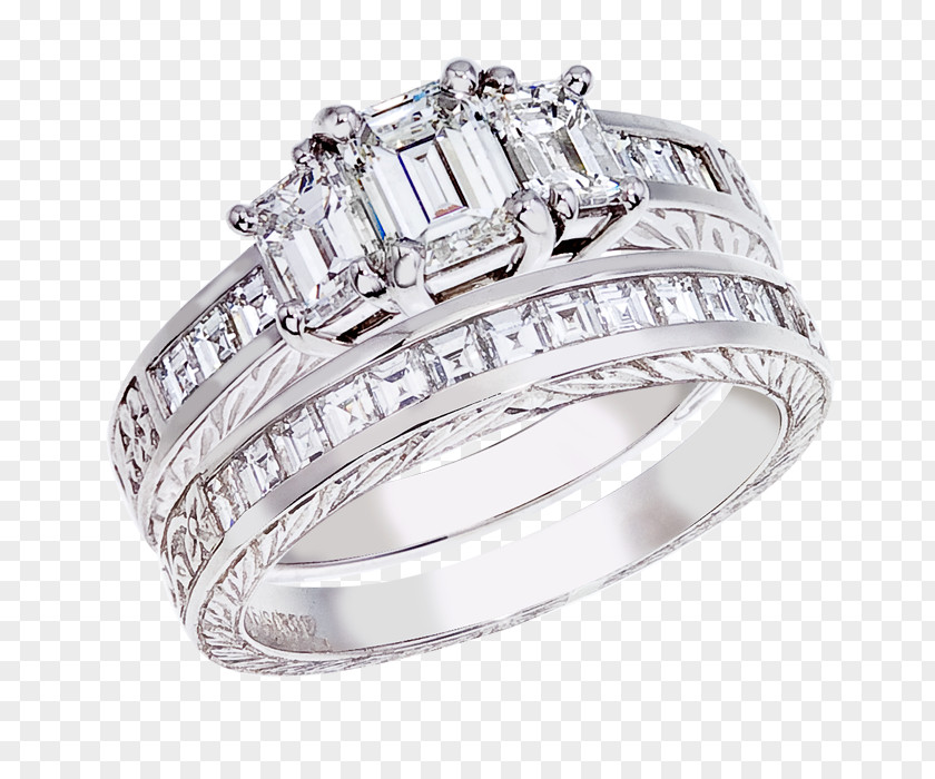 Emerald Wedding Ring Jewellery Platinum Diamond PNG