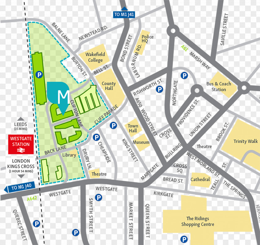 Map Wakefield Leeds Merchant Gate Car Park Kirkgate PNG