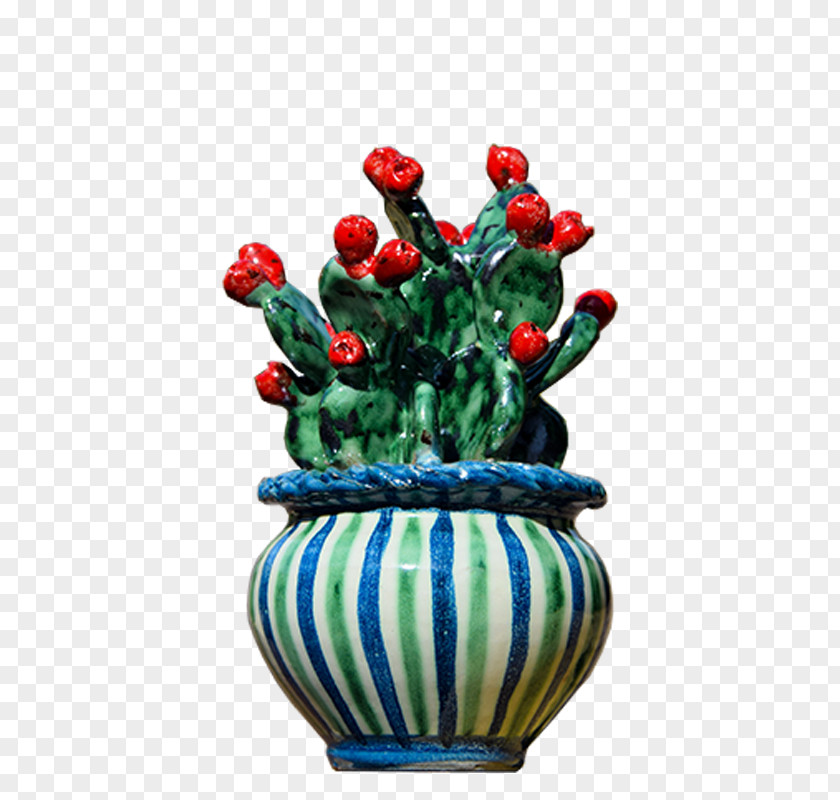 Vase Ceramica Di Caltagirone Cachepot Cactaceae Barbary Fig PNG