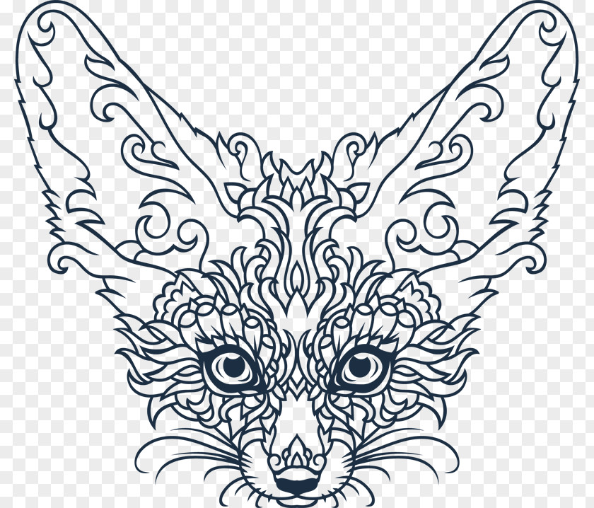 Fox Tattoo Drawing Line Art Behance Visual Arts PNG