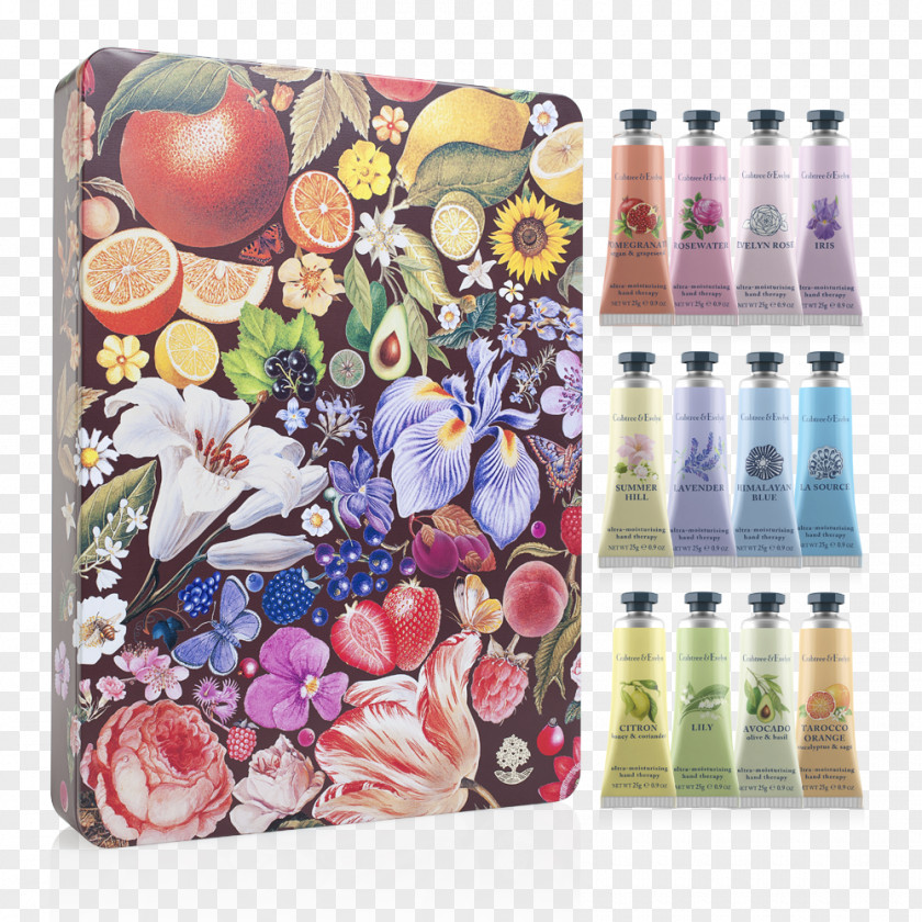 Hand Paintbrush Tin Box Therapy Crabtree & Evelyn Lotion PNG