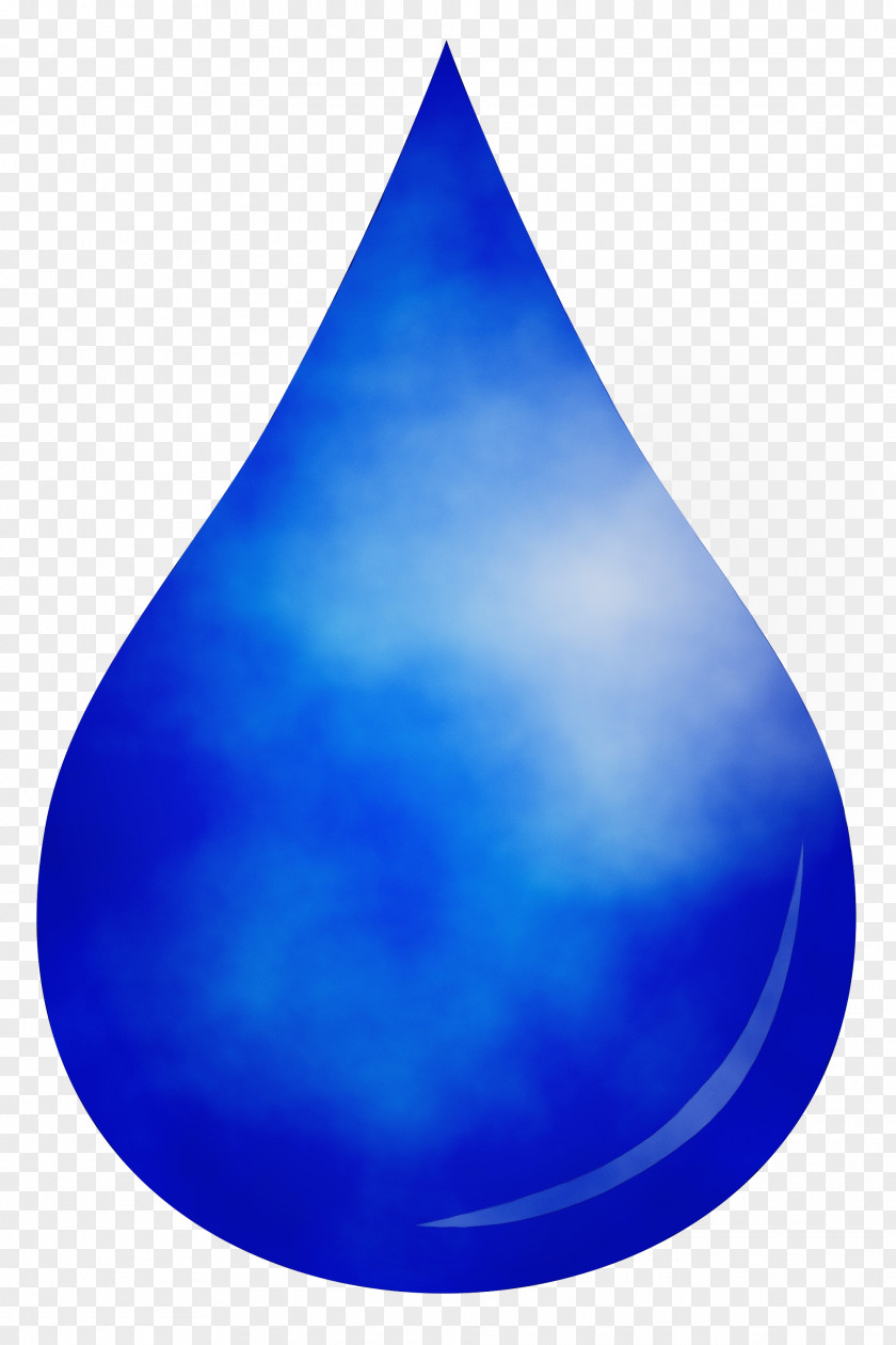 Cone Electric Blue Watercolor Drop PNG