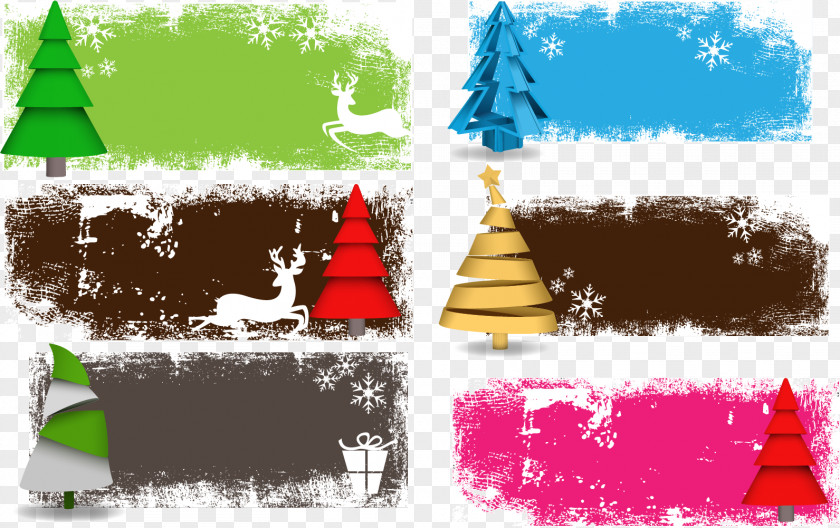 Vector Christmas Banner Tag Tree Illustration PNG