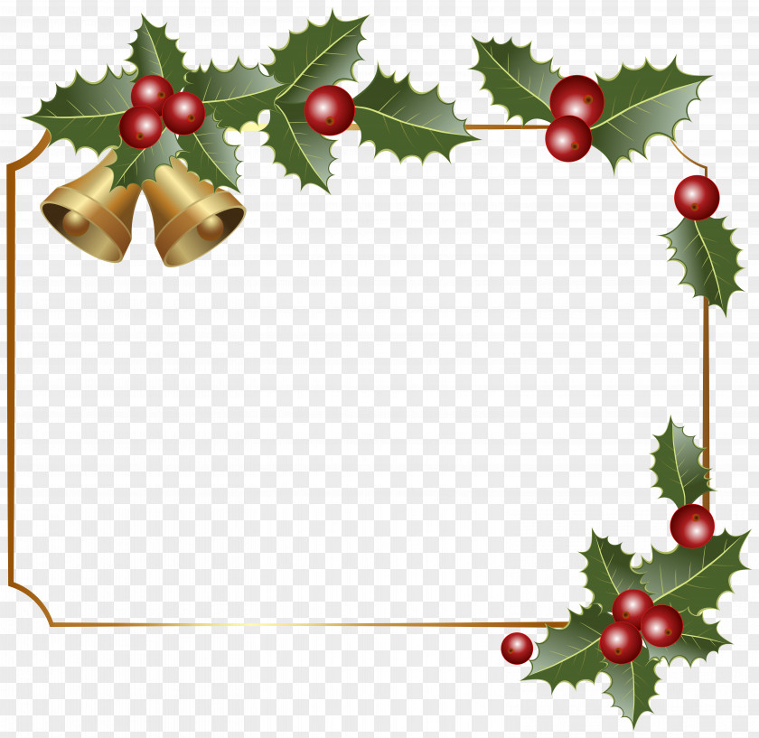 Christmas Border Decor With Bells Clipart Image Decoration Santa Claus Ornament Clip Art PNG