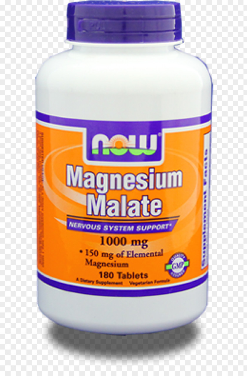 Magnesium Dietary Supplement Malate NOW Foods Product PNG