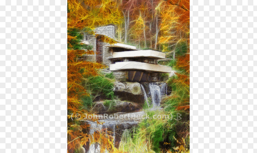 Painting Fallingwater Waterfall Laura Gale House Watercolor PNG