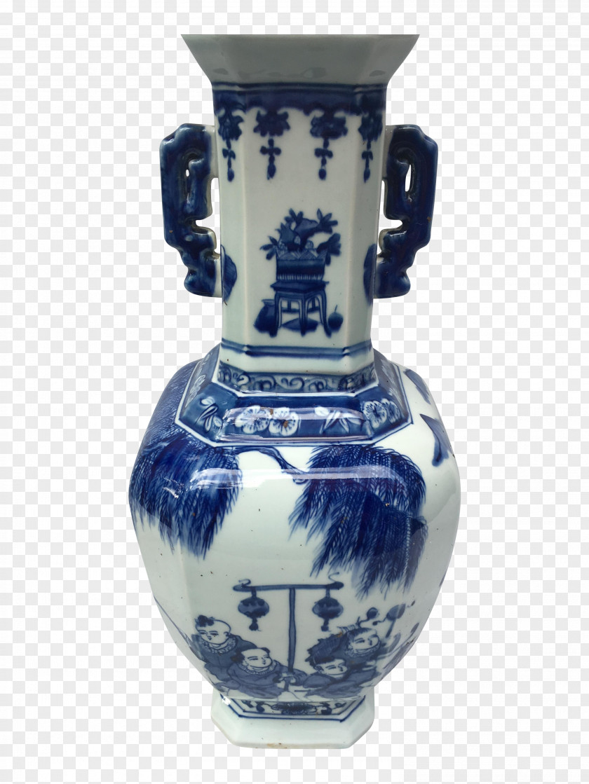 Vase Blue And White Pottery Ceramic Porcelain PNG
