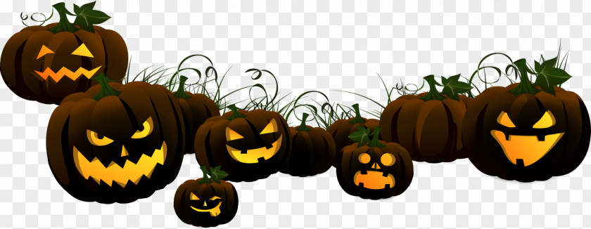 Vector Scary Pumpkin Halloween Jack-o'-lantern Clip Art PNG