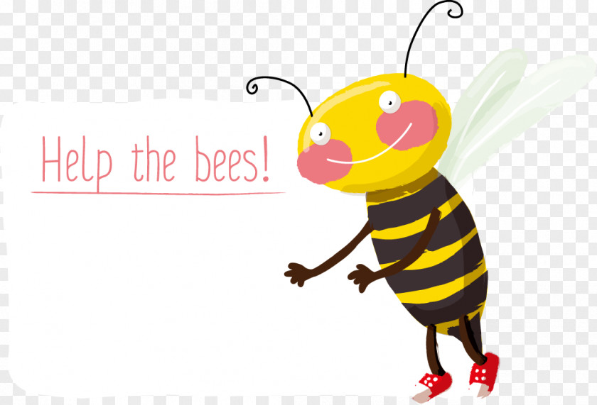 Decorative Bee Cartoon Illustration PNG