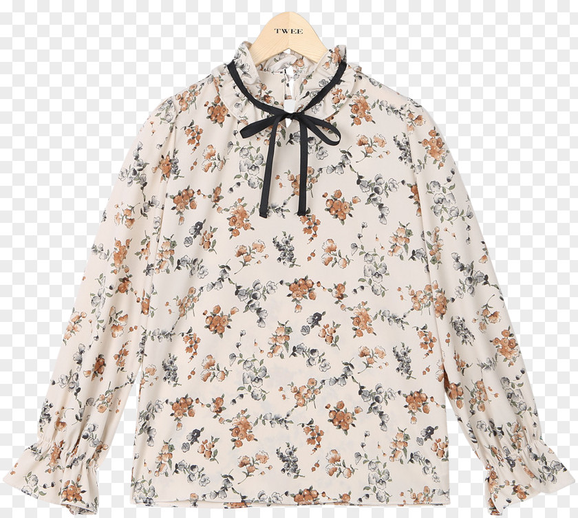 Flower String Sleeve Bluza Blouse Neck Outerwear PNG