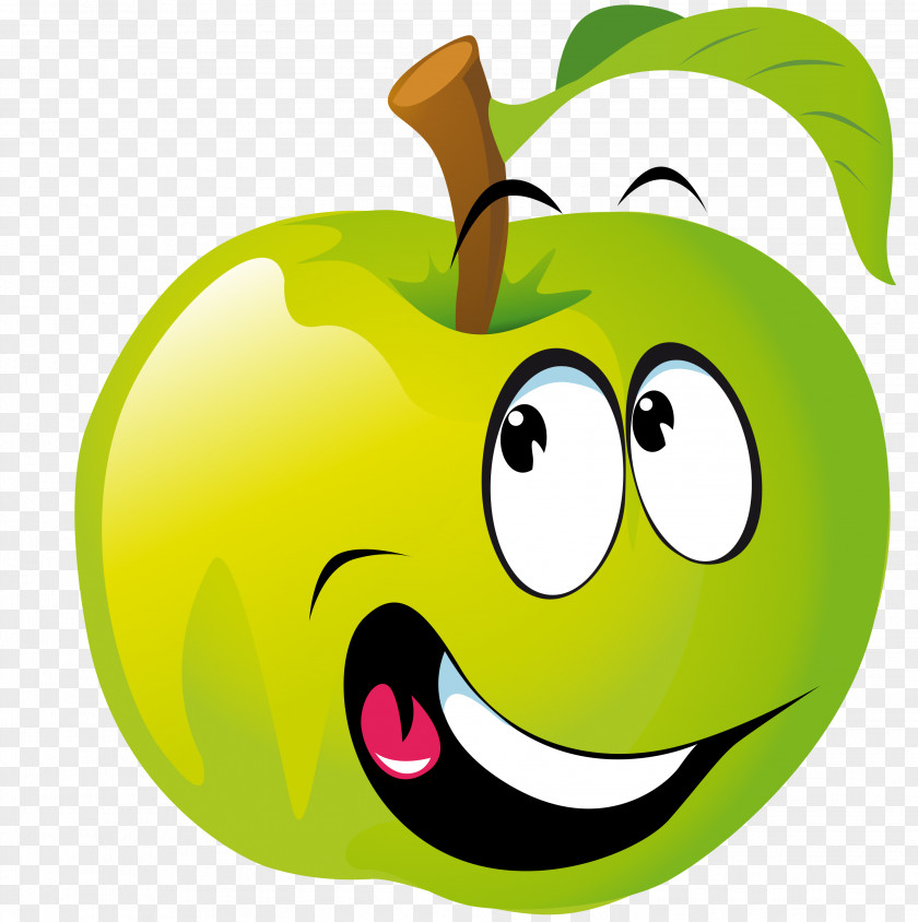 GREEN APPLE Fruit Food Smiley Clip Art PNG