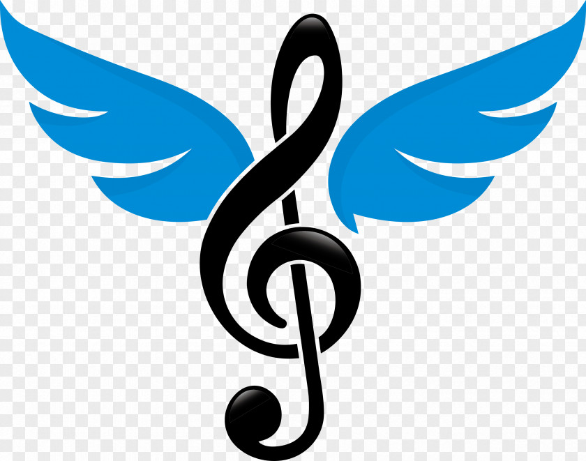 Musical Note Logo Clef PNG note Clef, Music logo design, g-clef with blue wings illustration clipart PNG
