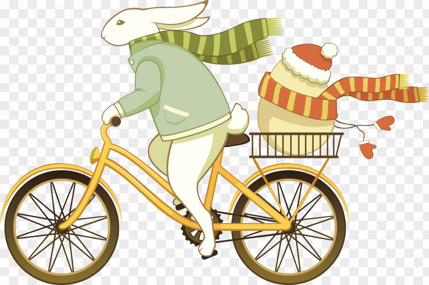 Bycicles Illustration Wall Decal Easter Bunny Sticker Image PNG