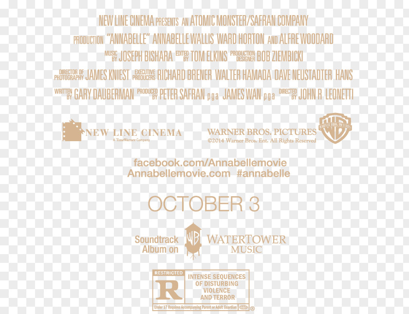 Annabelle Closing Credits Warner Bros. Motion Picture Association Of America Film PNG