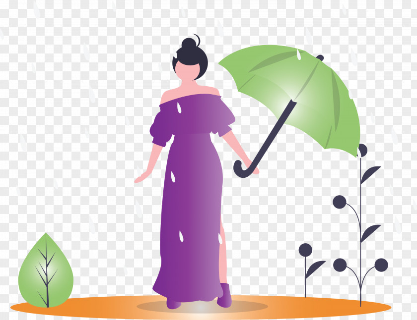 Raining Spring Woman PNG