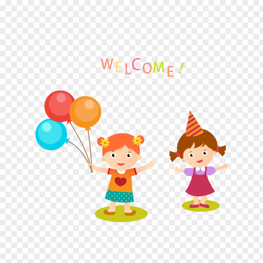 Cartoon Girls Welcome Gestures Child Display Resolution Wallpaper PNG