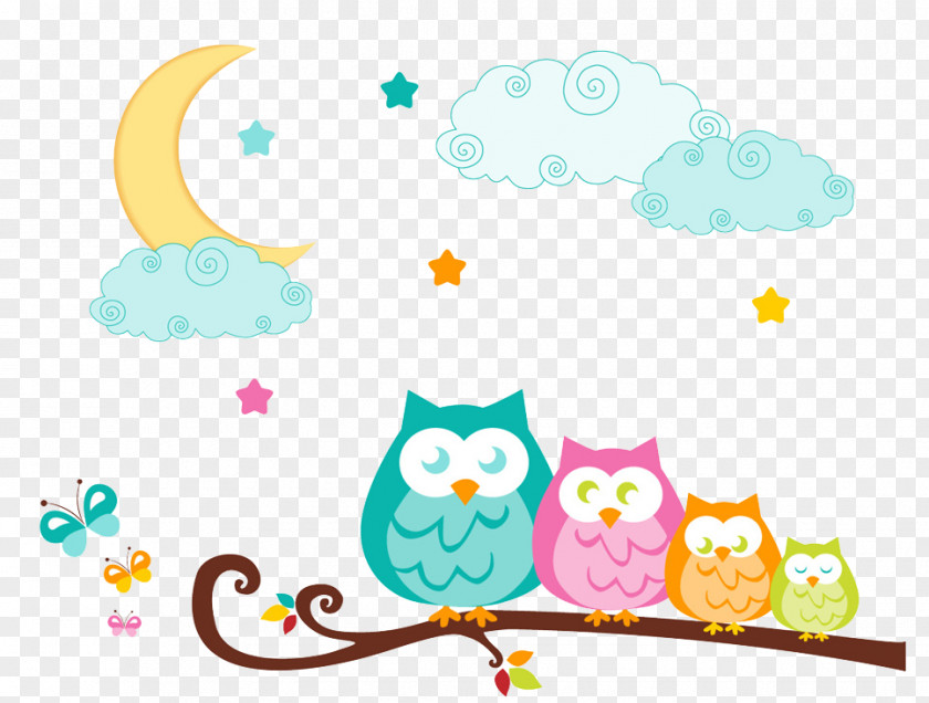 Color Owl Wall Decal Mural Nursery Child PNG