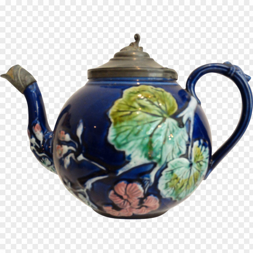 Kettle Teapot Ceramic Pottery Cobalt Blue PNG