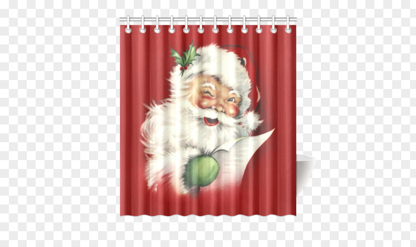 Santa Claus Design Douchegordijn Shower Bathroom Curtain Textile PNG