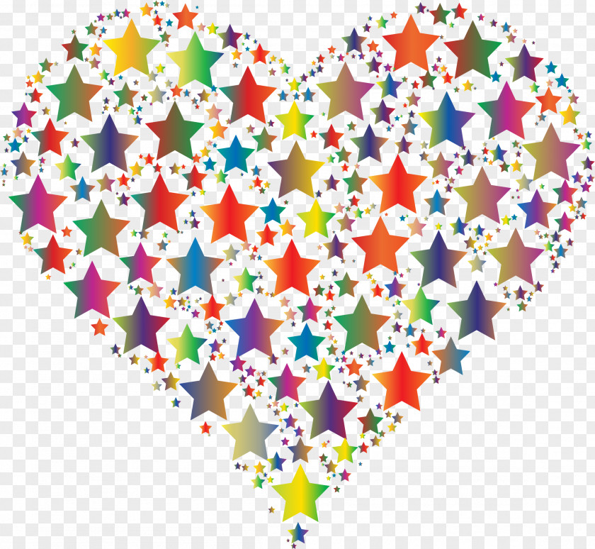 Colorful Stars Heart Drawing Clip Art PNG