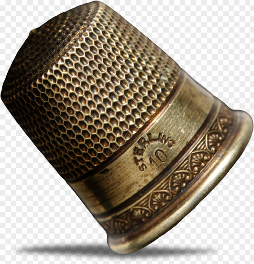 Needle Thread Embroidery Sewing Embr Microphone Thimble Brass Metal PNG