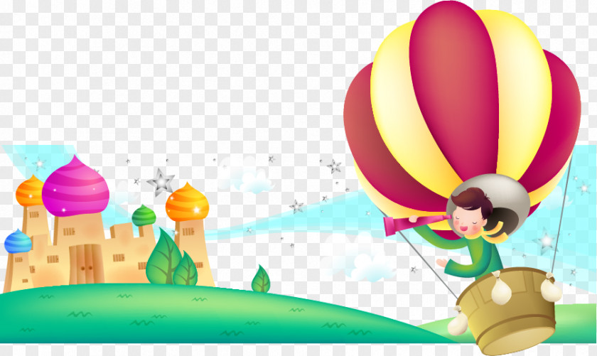 Vector Boy Sitting In Hot Air Balloon Pluto Hoax Cartoon Illustration PNG