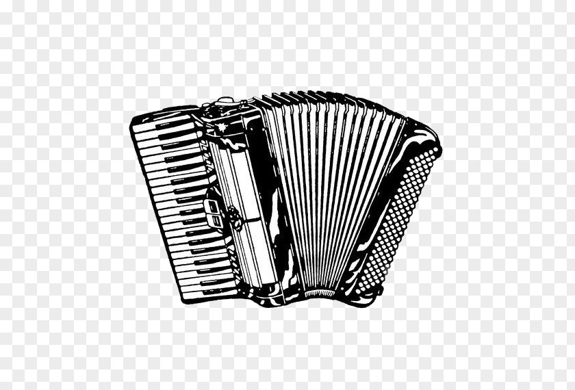 Hand-painted Black And White Accordion Oktoberfest Musical Instrument Illustration PNG