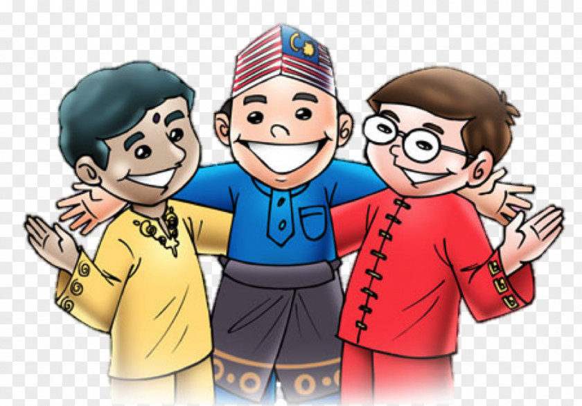 Malay Cartoon Malaysian Chinese Indians Hari Merdeka PNG