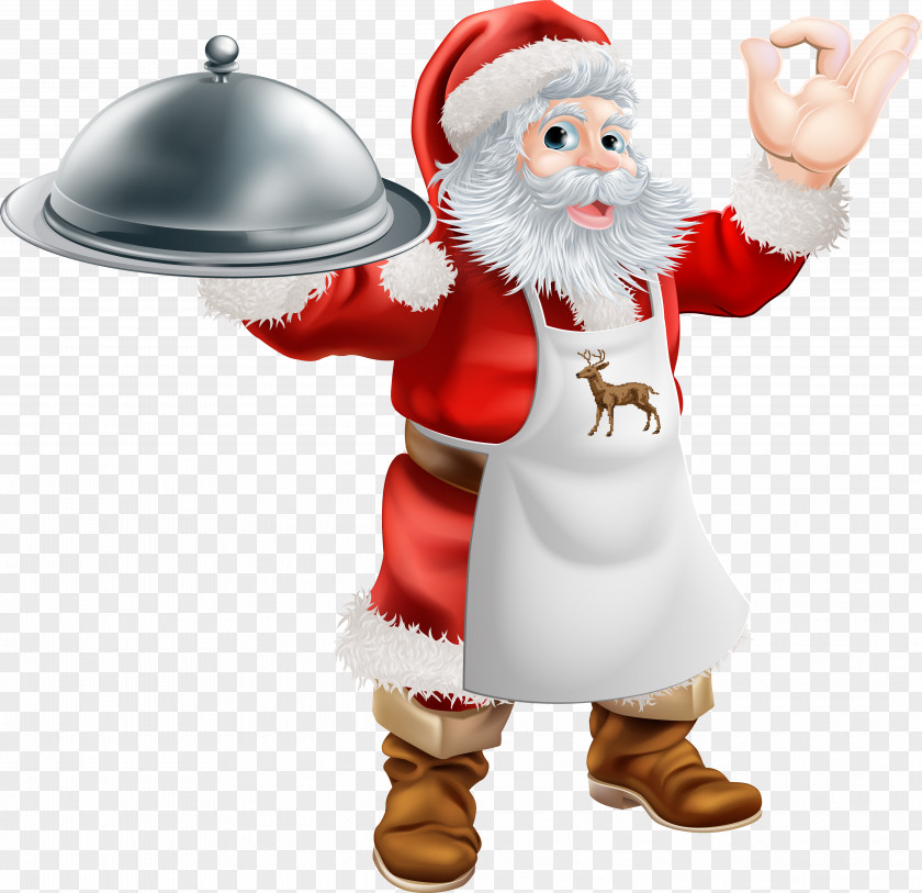 Vector Santa Claus Christmas Dinner Cooking Food Illustration PNG