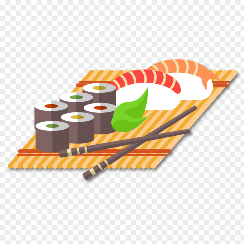 Cartoon Realistic Japanese Ingredients Cuisine Sushi Fried Fish Sashimi Tempura PNG