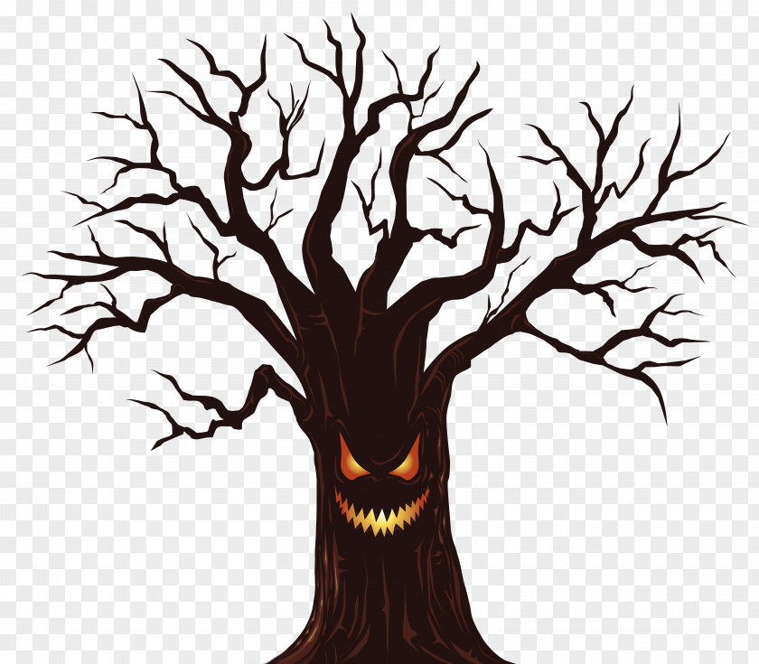 Halloween Spooky Tree Clipart Image Card Wish Greeting PNG