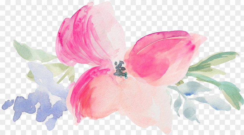 Tulisan Shuang Xi Watercolor Painting Flower Bouquet Clip Art PNG