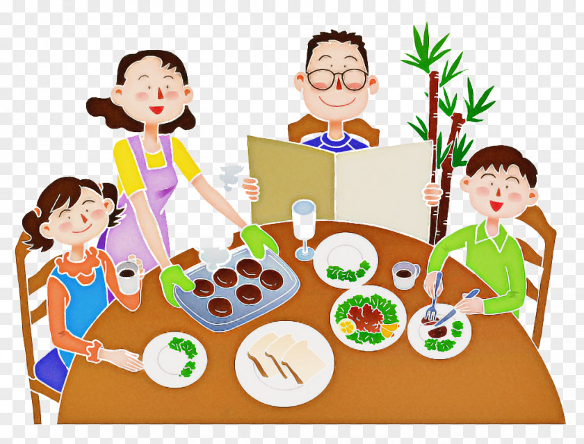 Meal Food Group Sharing Cartoon Play PNG