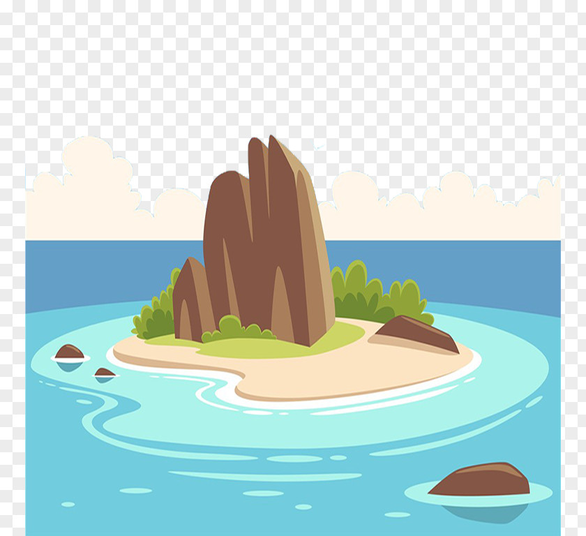 There Are Mountains On The Island Tropical Islands Resort Cartoon Illustration PNG