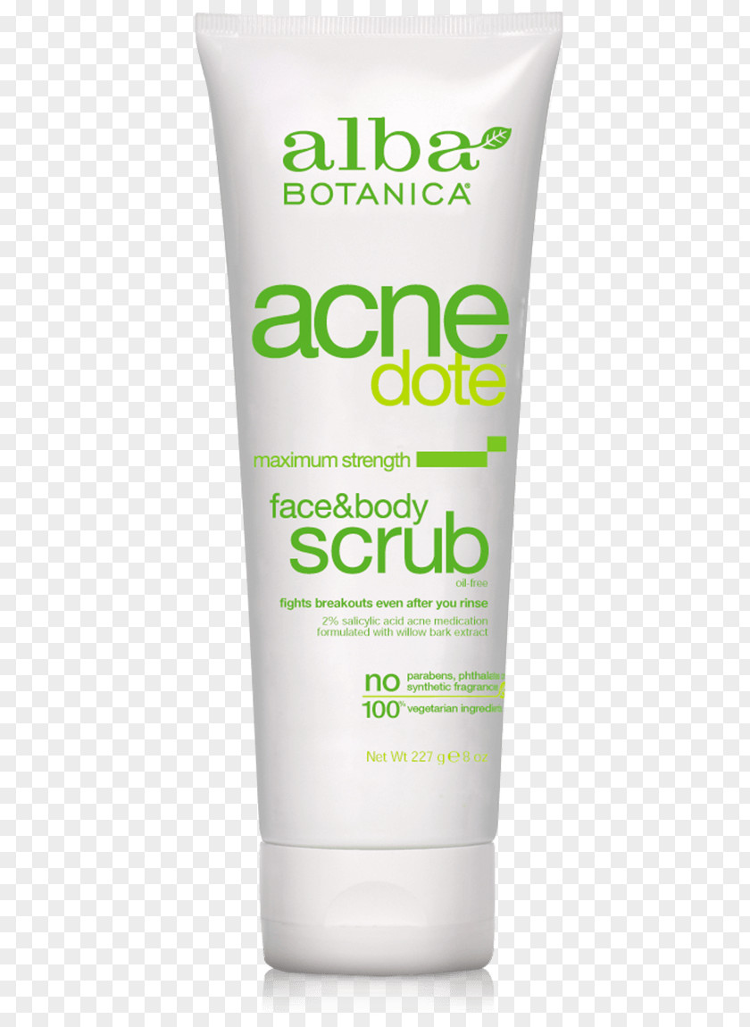 Alba Botanica Acnedote Face & Body Scrub, 8 Oz. Natural Deep Pore Wash Scrub Lotion Pound PNG