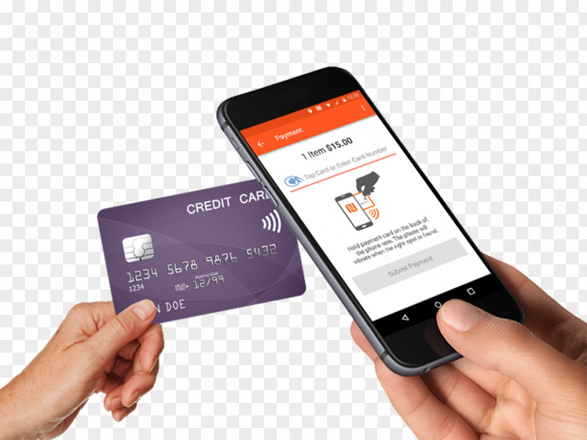 Business Card Hand Smartphone Contactless Payment Credit PNG