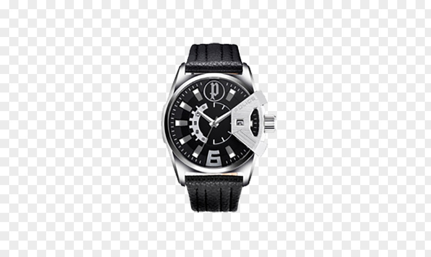 Men's Leather Strap Quartz Watch Amazon.com Swatch Police Clock PNG
